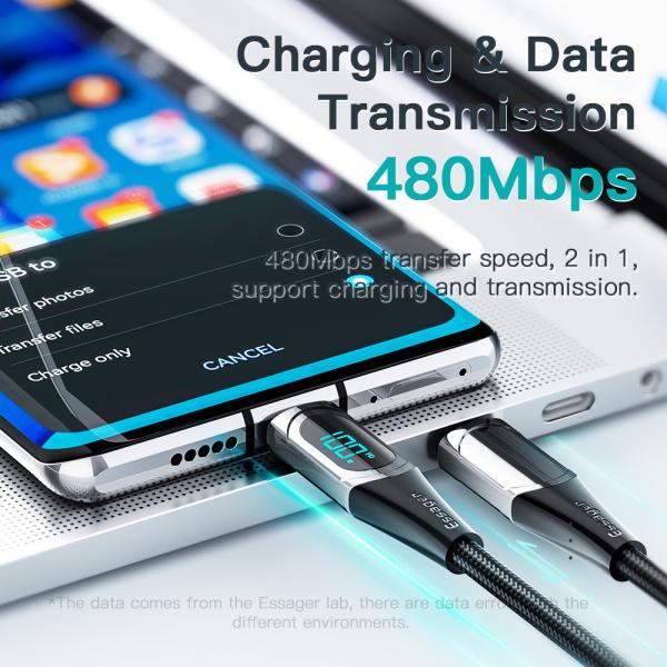 Digital Display PD QC3.0 USB C To C Cable 100W With TPE Jacket