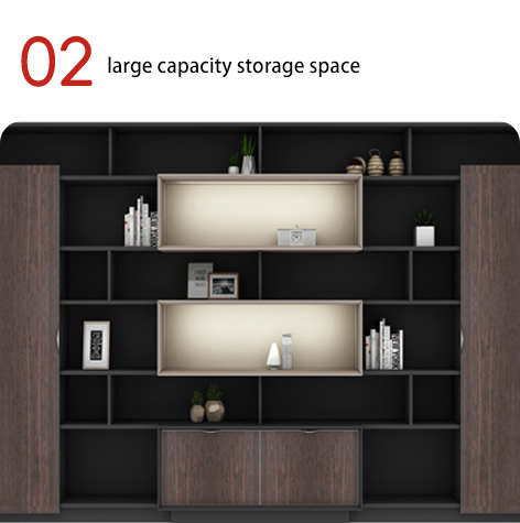 Boss's Office Back Cabinet Dark Luxury Fashion 5-Layer Document Cabinet Wooden Document Cabinet President's Office