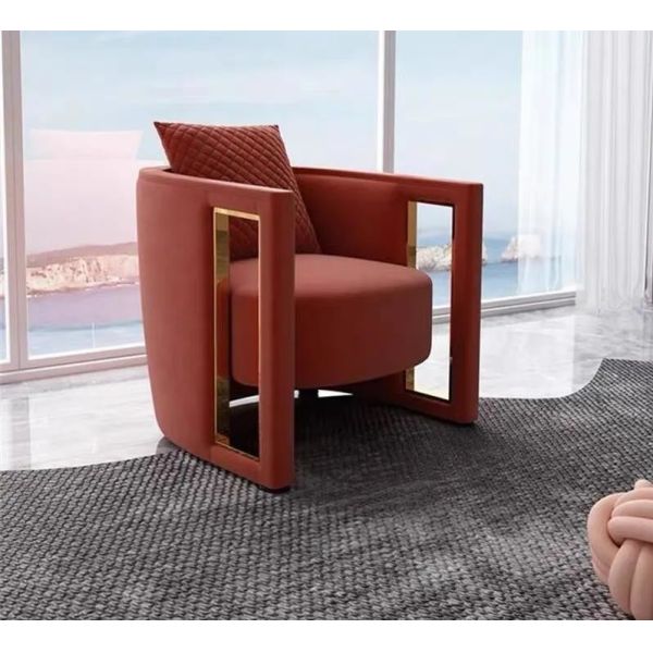 Creative Armrest Hollow Velvet Metal Single Sofa Chair Italian Style Customized