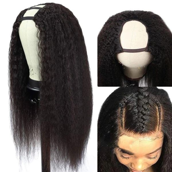 Virgin Hair Advantage Kinky Straight Human Hair Glueless U Part Wig for Bulk Purchase
