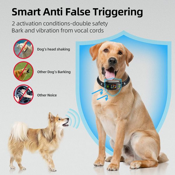 Waterproof LCD Screen Rechargeable IP67 Rated Plastic Dog Bark Collar Eco-friendly Large/Medium/Small Dogs 3 Adjustable Modes
