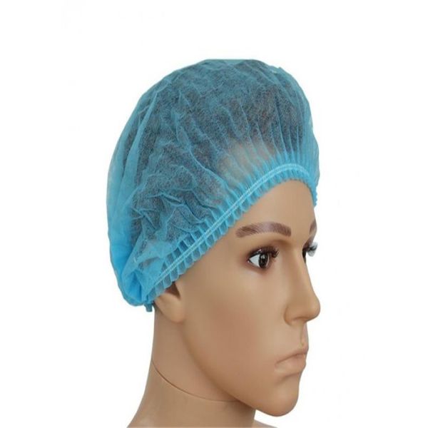 Double Elastic String PP Disposable Head Cap , Disposable Clip Cap Bule Color