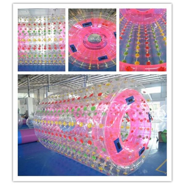 Pink Inflatable Water Roller 2.4m*2.2m*1.6m , Inflatable Water Toys For Lake