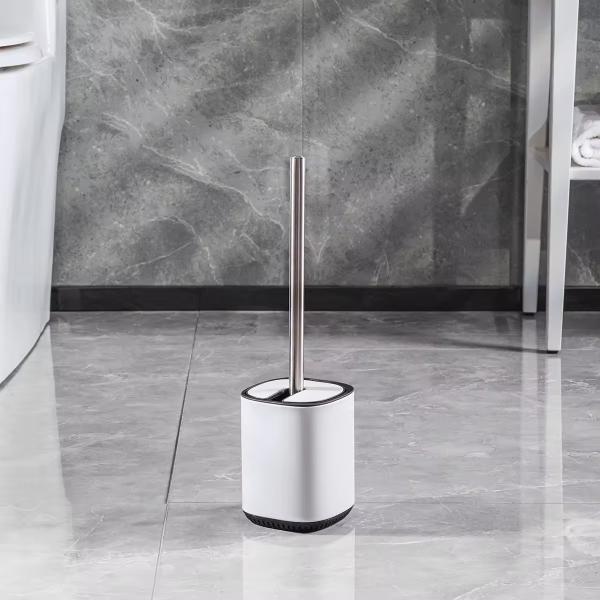 Stainless Steel Flip Lid Toilet Brush And Holder For Household Toilet Cleaning Essentials