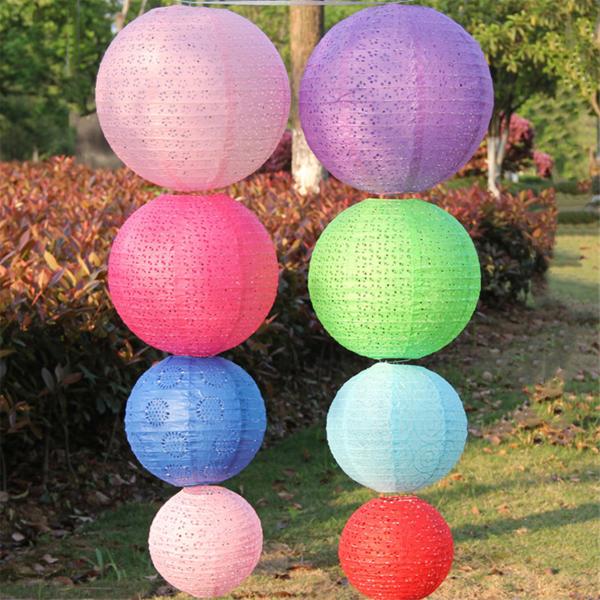 Hollow Out Festival Party Accessories LED Light Paper Lantern Lamp For Wedding Decoration