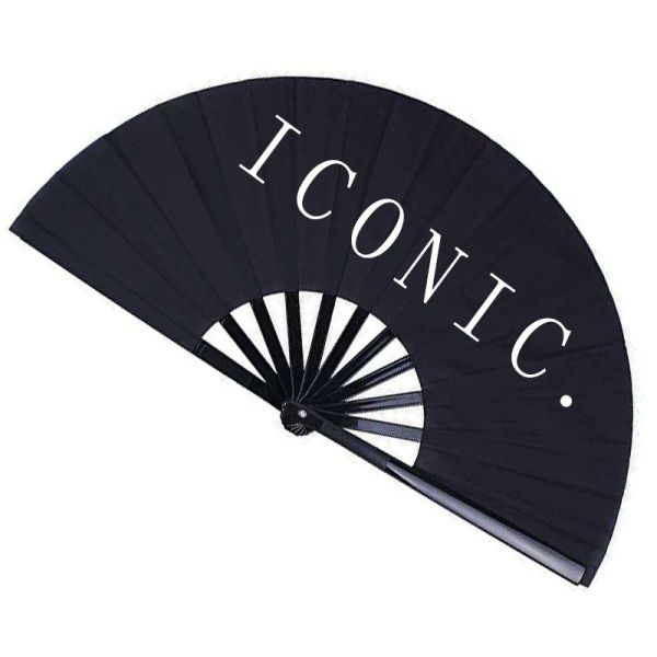 [I AM YOUR FANS] Custom Promotional Large Rave Nylon Fabric Clack Fan Hand Held Folding Fans for Advertisement