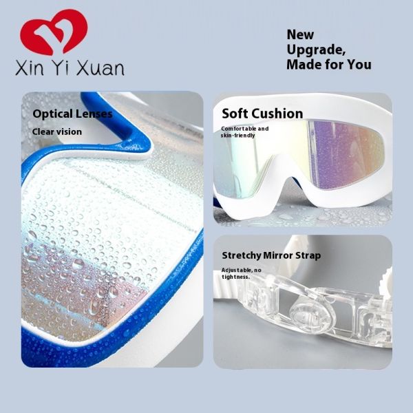 Children's swimming goggles OEM customized large-frame silicone waterproof and anti-fog swimming glasses cross-border, high-definition for both men and women, new model swimming goggles