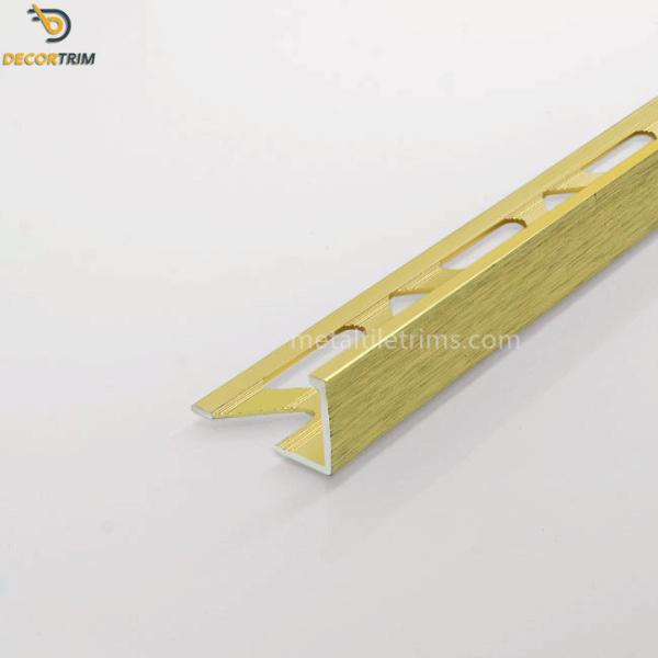 12.5mm Metal Tile Trims Aluminum Alloy 6063 Material Polish Bright Gold Color