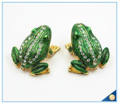 Wholesale Metal Frog With Crystal Jewelry Box Cute Trinket Box For Gifts SCJ753