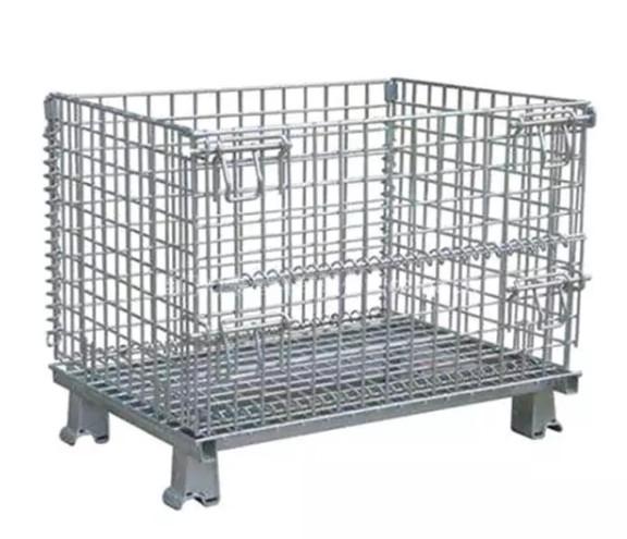 400kg metal dobrável Mesh Storage Containers Galvanized Rolling