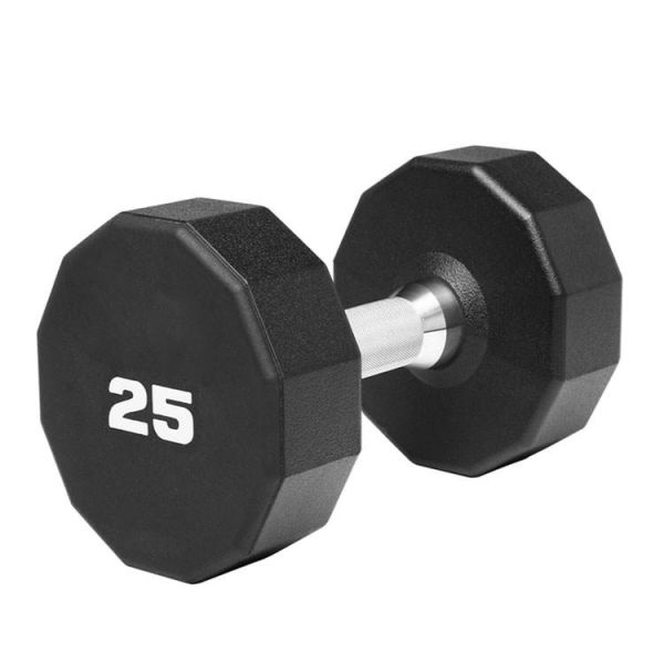 Gym Fitness 12 Sides Black Dumbbells Set Cast Iron Rubber Coated