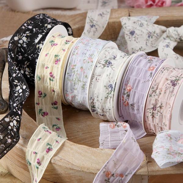 Hair Accessories Usage Polyester Printed Floral Edging Headband for DIY Bow Ribbon Straw Hat Gift Box Packaging Straps