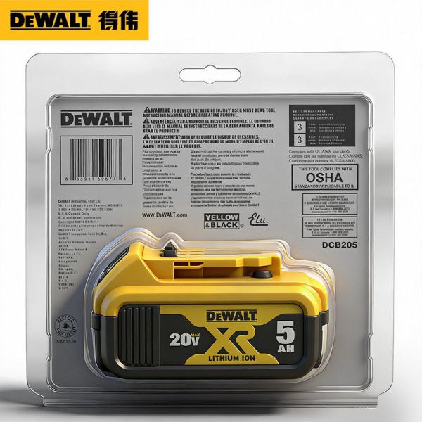 Lithium Ion Dewalt DCB205 Dewalt 20V 5Ah Battery 800 Cycles