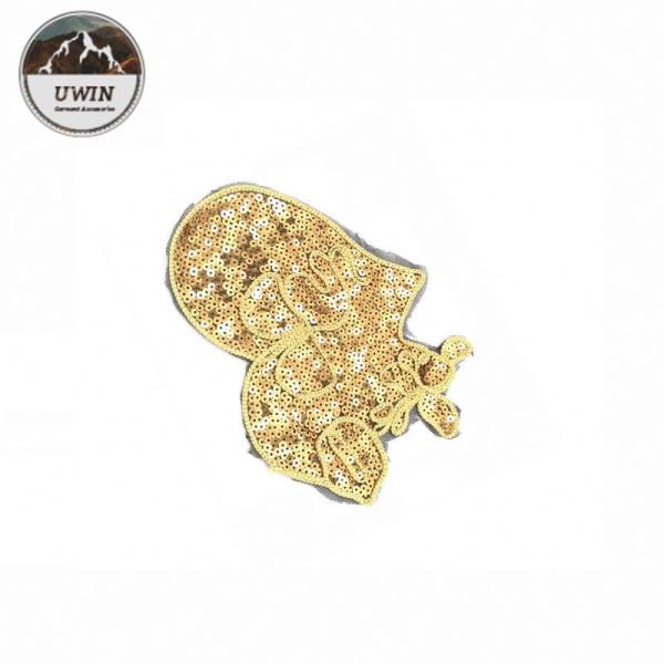 Christmas Sew On Embroidered Patches Golden Well Designed Sequin Popular For Gift