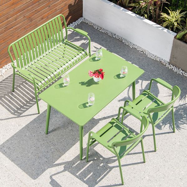 Modern Design Style NO Folded Dining Room Table Set Green Metal Outdoor Coffee and Chairs Bar for Courtyard