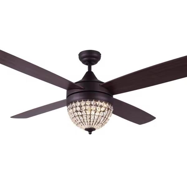 52 Inch Fancy Modern Air Cooling Fan Crystal Lamp Fan ORB Ceiling Fan Light With 4 Plywood Blades Remote Control