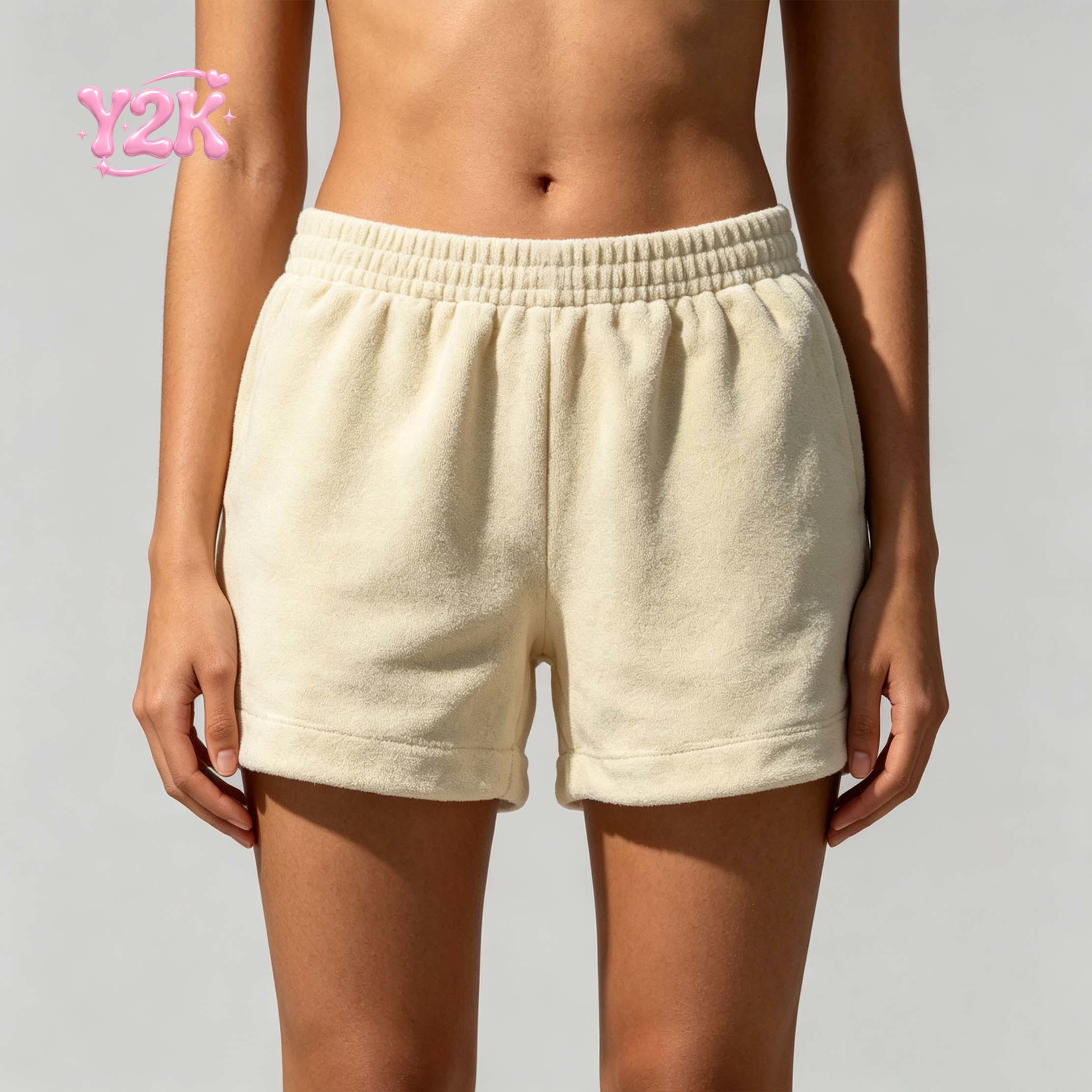 Custom Women's Terry Cloth High Waisted Casual Beach Shorts