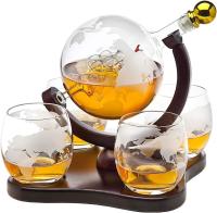 Globo de whisky decanter conjunto con 4 globos grabados copas de whisky para licor, whisky, bourbon, vodka, regalos para hombres