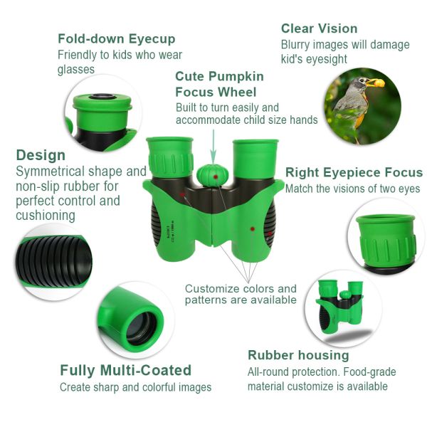 ODM OEM биноклей 8x21 10x22 6x21 детей FMC противоударный облегченный с патентом