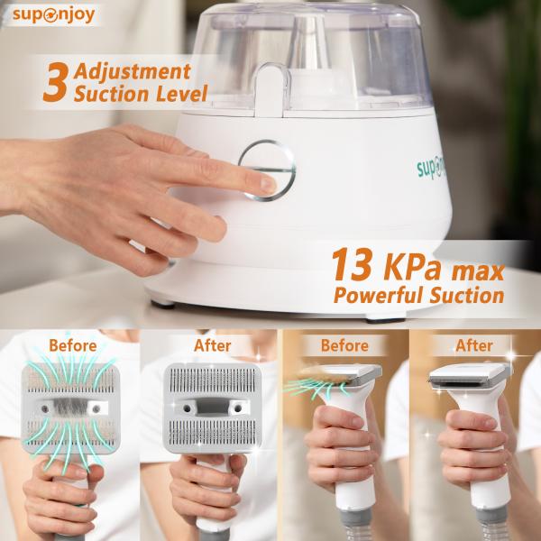 65dB Noise Deshedding Handheld Dog Clipper and Pet Hair Groomer Vacuum Cleaner Head