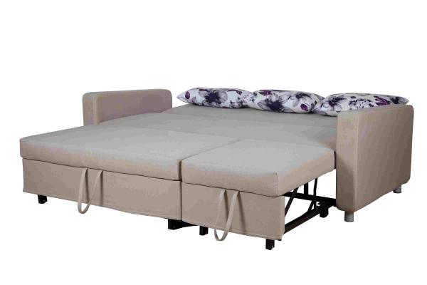 Gray Cotton Home Sofa Bed Convertible Adjustable Footrest With Side Pocket