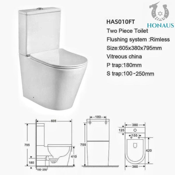 European Watermark Comfort Height Rimless Toilet Sanitary Ware WC No Stains