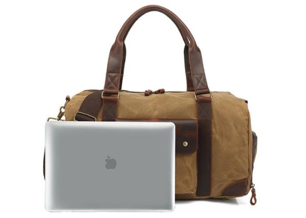 Large Polyester Lining Carry On Weekender Bag Waxed Canvas Duffel Tote Bag