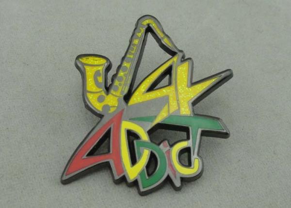 ADDC Soft Enamel Pin Zinc alloy And Glitter Black Nickel Plating 1.5 inch
