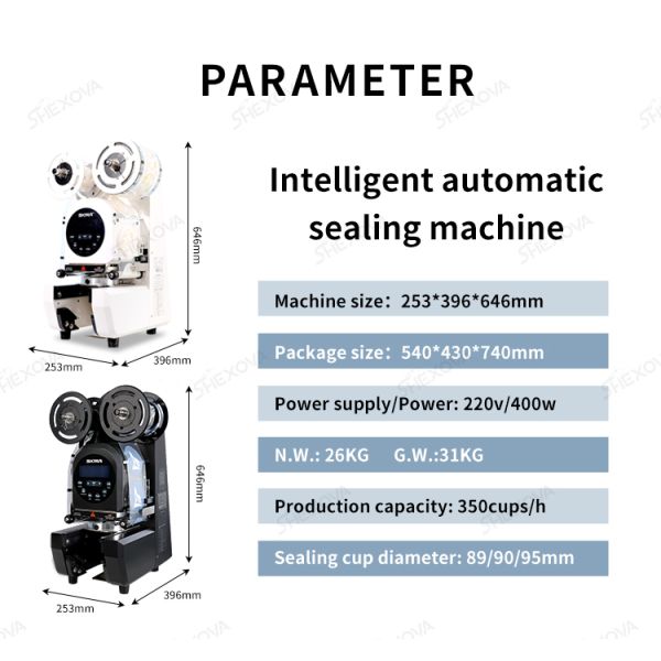 90/95mm Adjustable Temperature Pp Cup Sealing Machine High Speed For Beverage Shop