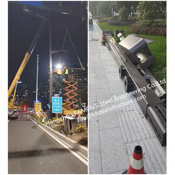 Интегрированный гальванизированный стальной фонарный столб улицы с дорожным знаком экрана света СИД