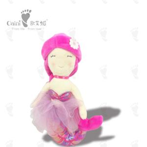 32cm Cotton Stuffed Animal Child Friendly  Mermaid With Pink Hair