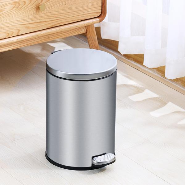 Wholesale Stainless Steel Foot Pedal Trash Can Stay Open Treadle Step-On Garbage Bin Dustbin Soft Close