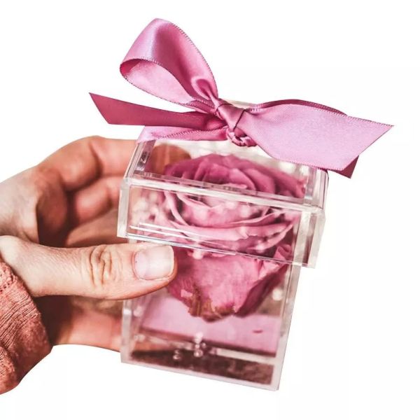 Wholesale preserved rose 5-6cm single rose in mini acrylic box