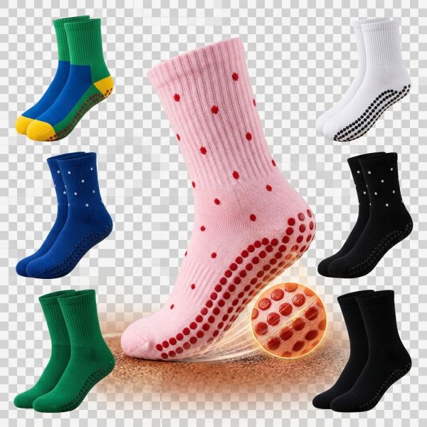 Custom Polka Dot Soft Cotton Non Slip Pilates Socks