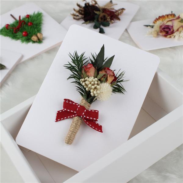 Cartão secado bonito criativo das flores de Diy para o presente de aniversário do presente do Natal