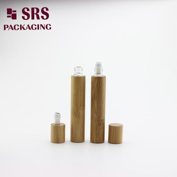 SRS Natural Color Bamboo Glass Perfume Empty Roll On Bottle 10ml