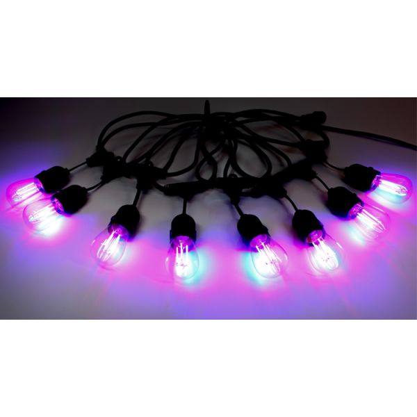 24ft 12 Bulb IP65 Waterproof Festoon Lighting Outdoor Garden Wedding Christmas Decoration S14 RGB LED Filament Bulb Light String