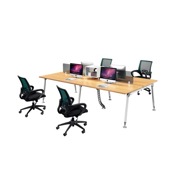 Modular Modern Office Workstations 4 Seater Design With Stainless Steel Metal Frame