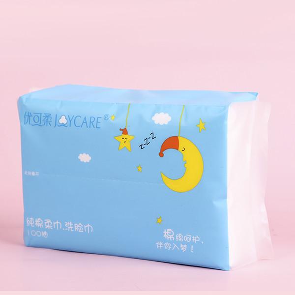 Factory direct sale 100 pcs/bag travel disposable 100% pure cotton facial tissue