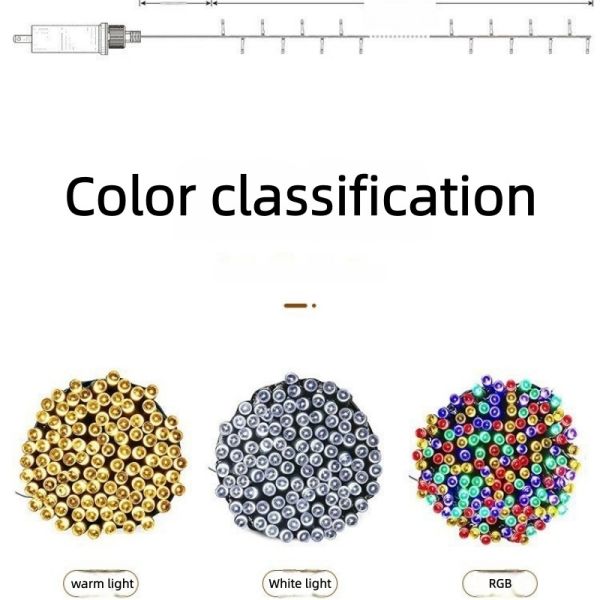 LED Solar String Light With Remote Control Adjustable Brightness for Christmas Decorative