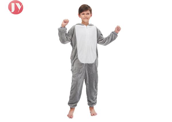 Wholesale warm fluffy Flannel Gray rabbit with long ears Onesie Pajamas costume For Kids