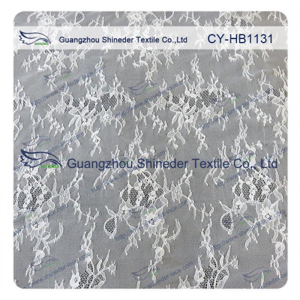100 Nylon Bridal Chantilly Lace Swiss Voile Lace Fabric , Custom Printed