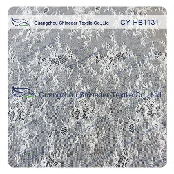 100 Nylon Bridal Chantilly Lace Swiss Voile Lace Fabric , Custom Printed
