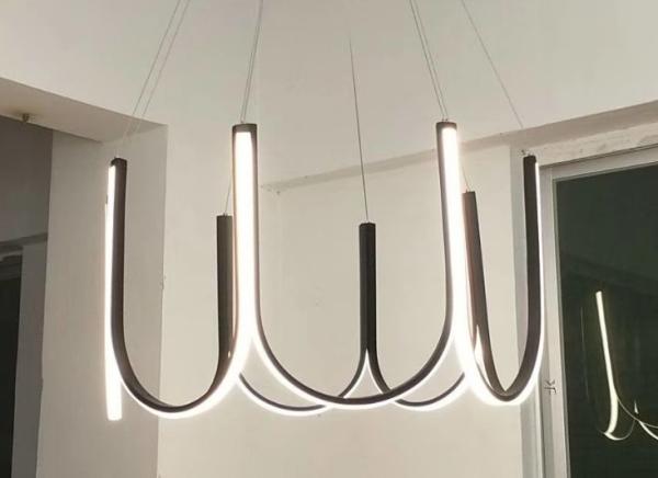 Aluminum Acrylic Black Color 600mm 800mm Modern Ring Chandelier