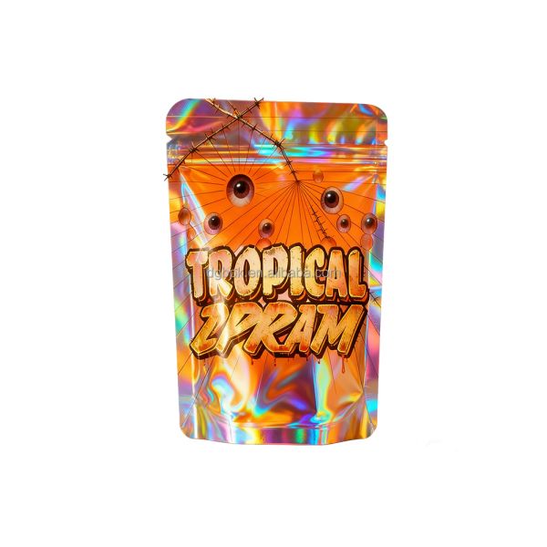Stock Holographic Resealable Zipper Custom logo Digital Printing Yin Yang Wholesale Plastic Food Packaging Stand up Pouch