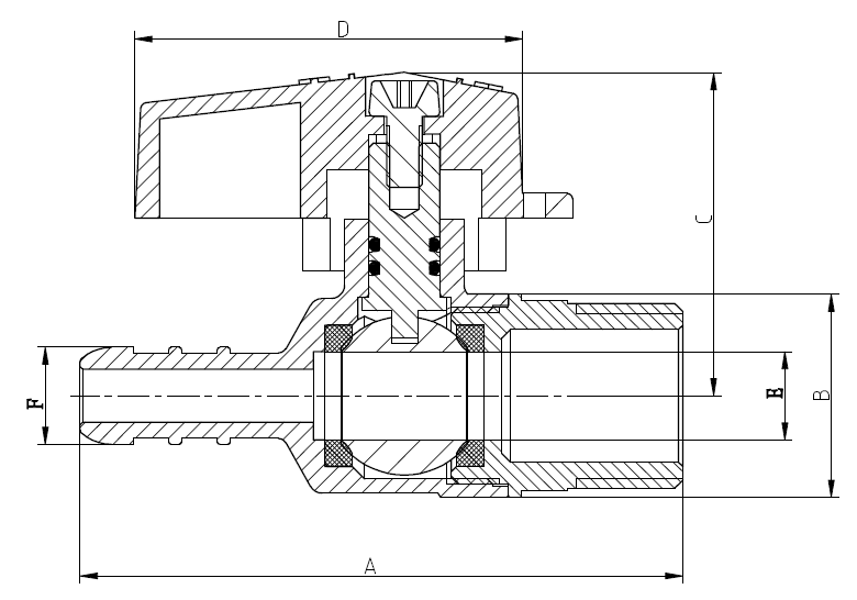 Мужской шариковый клапан газа x соединителя 1/2 шланга x» 11mm латунный