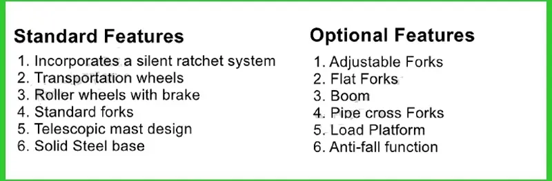 Portable Manual Material Lift with Manual One Speed Winch