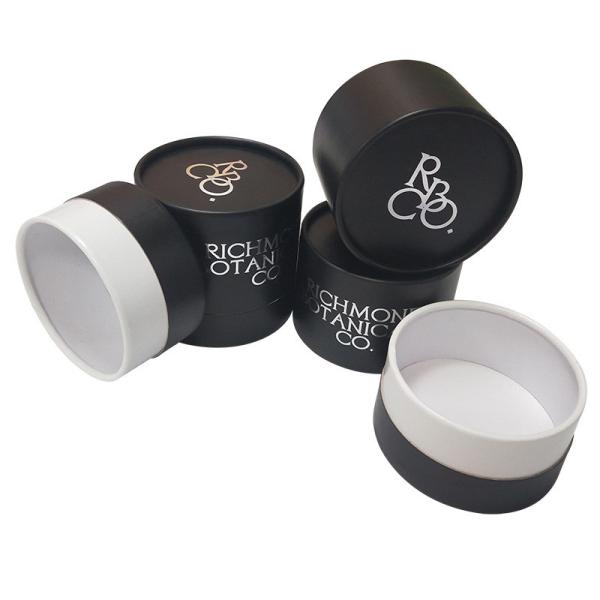 Embossing Black Paper Tea Cylinder Packaging Biodegradable Dustproof
