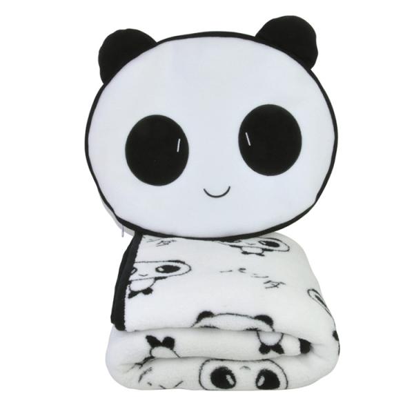 Panda Fleece Travel Blanket 2 In 1 Flannel Portable Pillow And Blanket