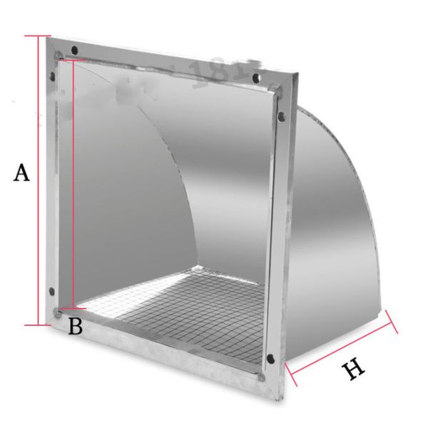 Plating 200mm Diameter Metal Air Vent Outside Square Vent Hood